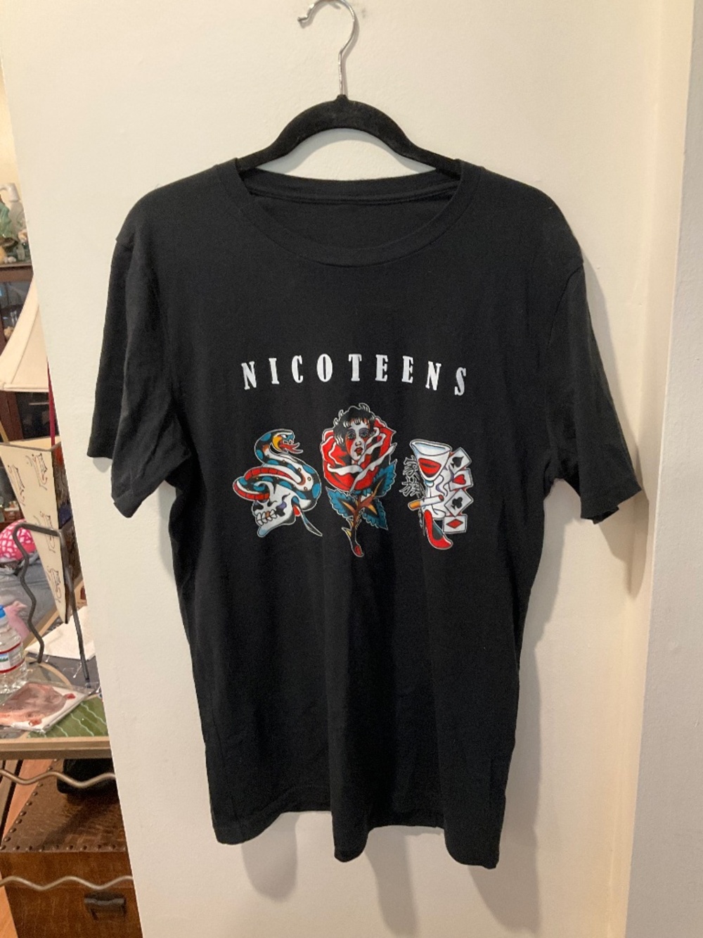 EUC Nicoteens Black Band T-Shirt Size Medium